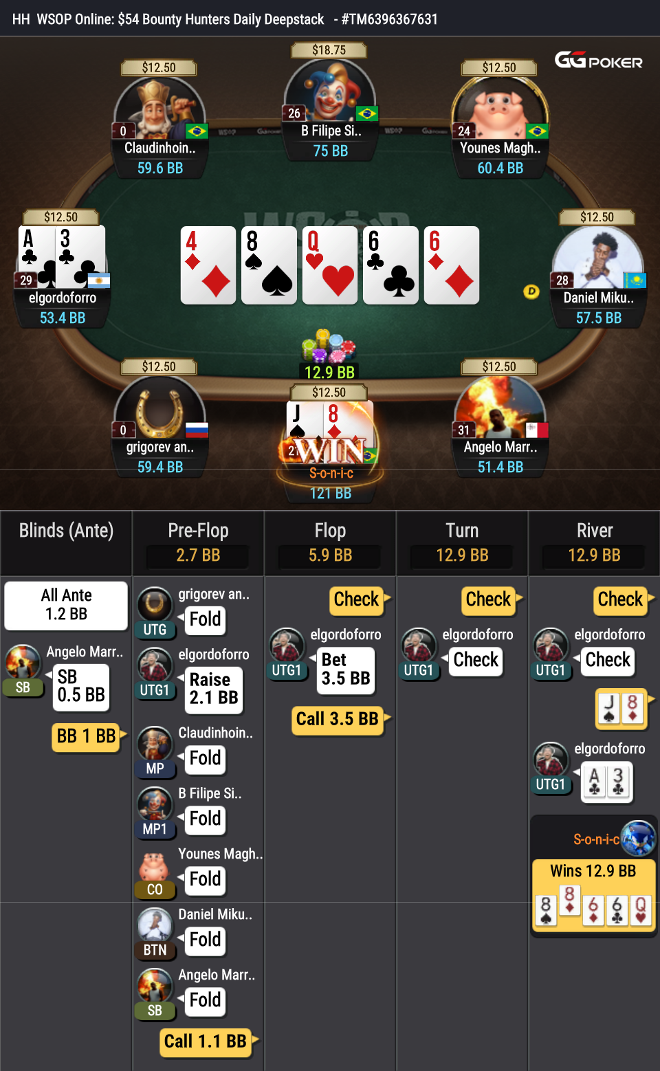 Screenshot 1 da mão de poker