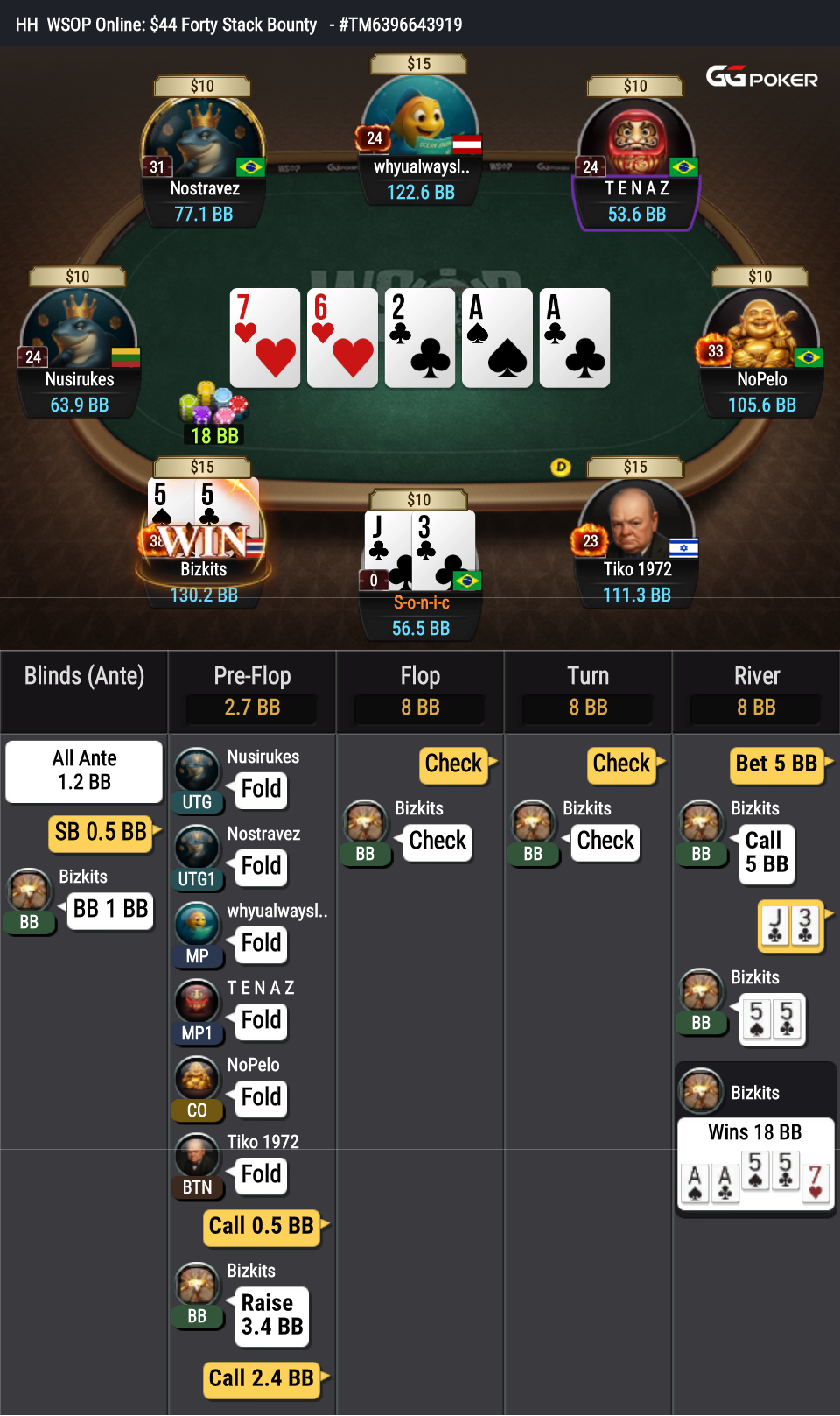 Screenshot 1 da mão de poker