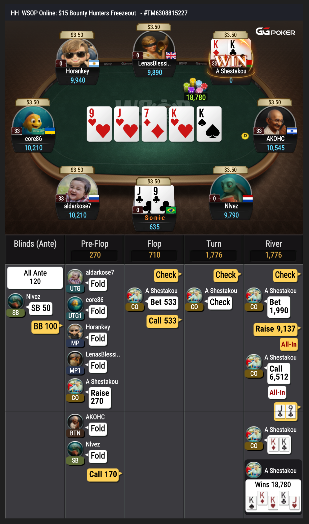 Screenshot 1 da mão de poker