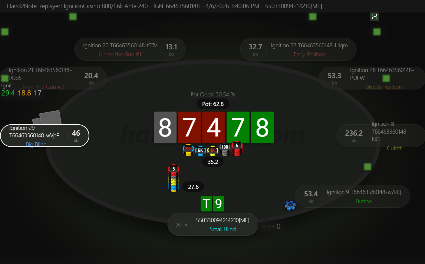 Screenshot 1 da mão de poker