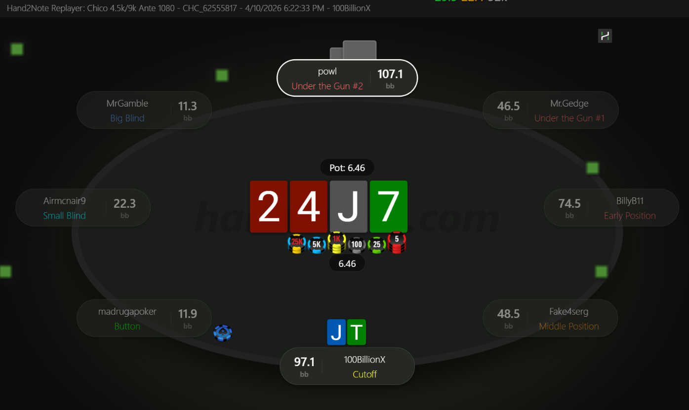 Screenshot 1 da mão de poker